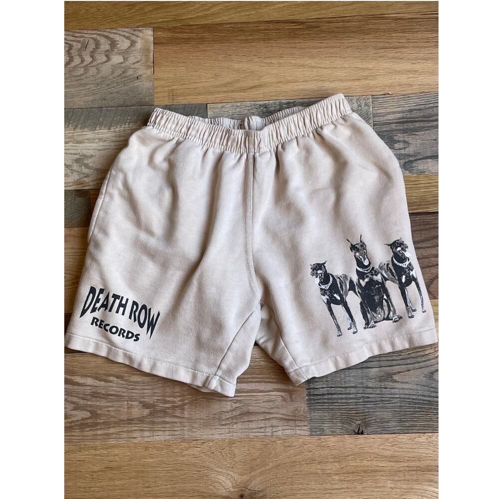 Death Row Records Doberman Graphic Sweat Shorts Beige Size Small